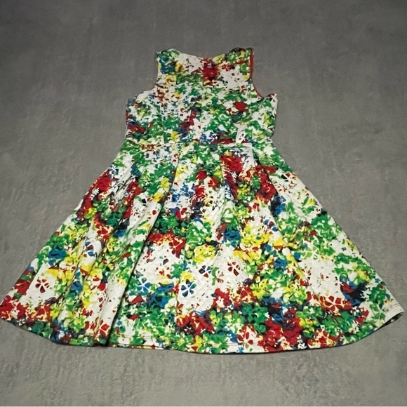 Catherine Malandrino quilted fit and flare dress size 8 white with splatter - Picture 6 of 6